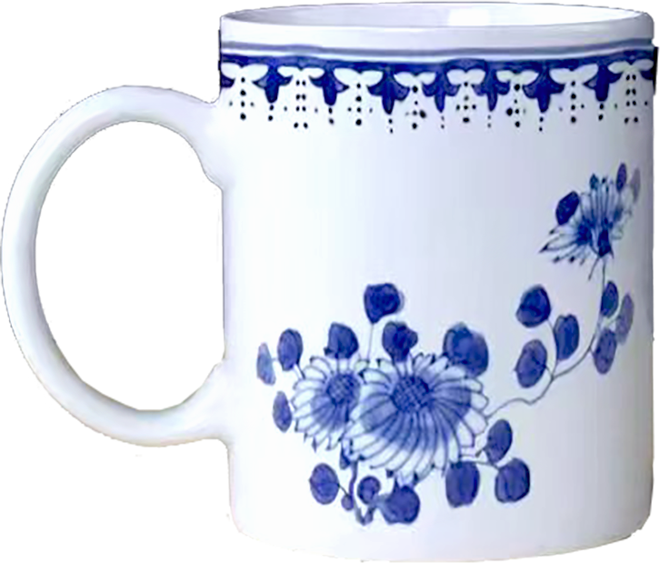 青花陶瓷馬克杯(牡丹) Blue and white ceramic mug (Peony)